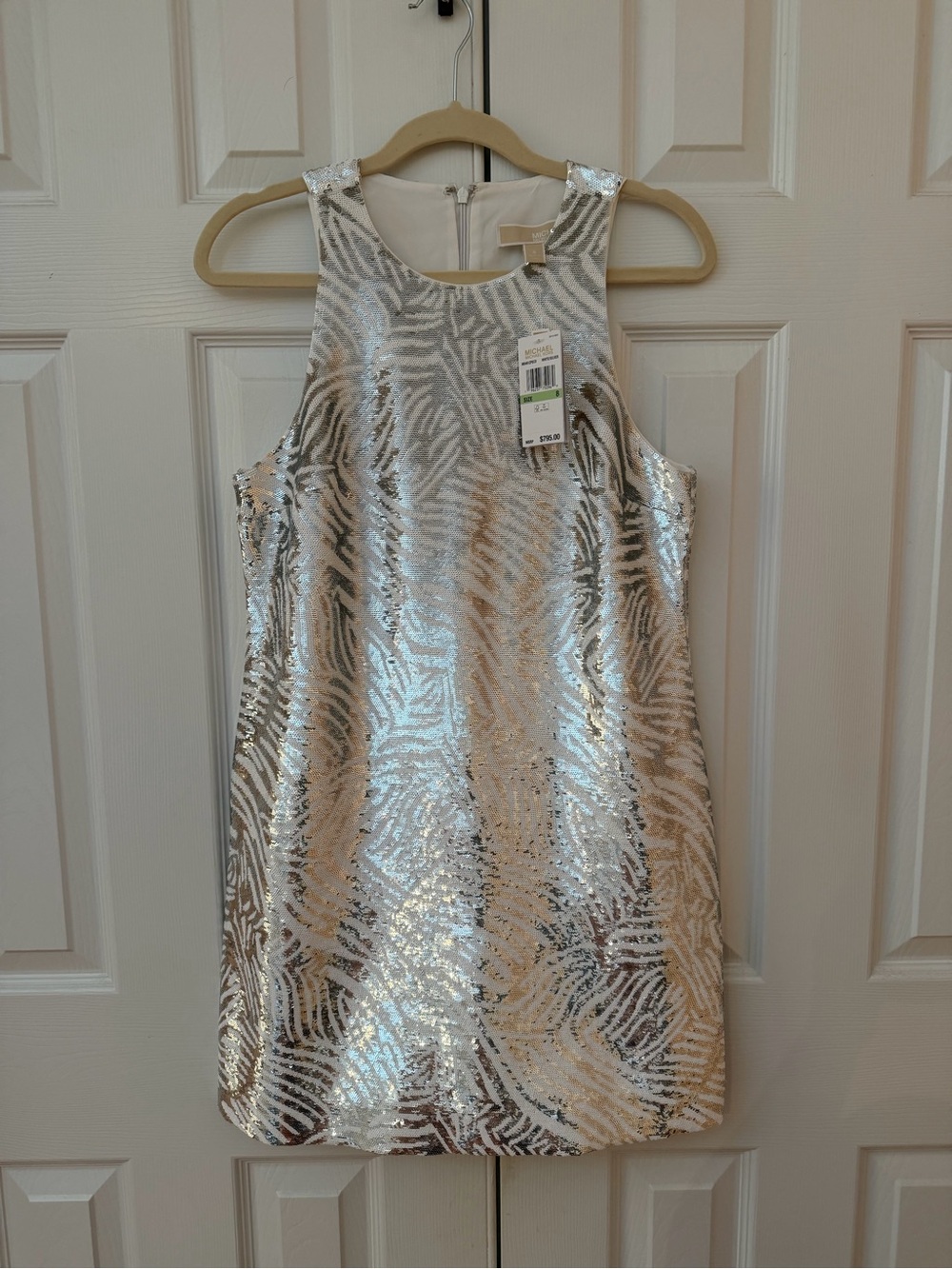 MICHAEL Michael Kors Silver Metallic Zebra-Print Mini Dress